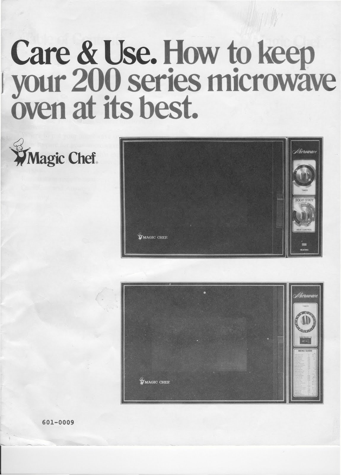 1983 Fleetwood Pace Arrow Owners Manuals: Magic Chef 200 series